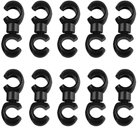 Kexpery Bicycle Brake Gear Cable S Style Clips Rotatable S-Hook Clips Hose Guide Clasp for Brake Cable MTB Bike Road Bicycle (Black, 10 Pcs)