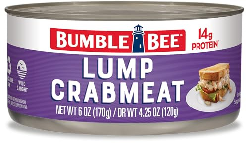 Bumble Bee Lump Crab Meat, 6 oz | Wild Caught, Small Chunks, 14g Protein & 1g Carb Per Serving - Drain Before Use, Packaging May Vary