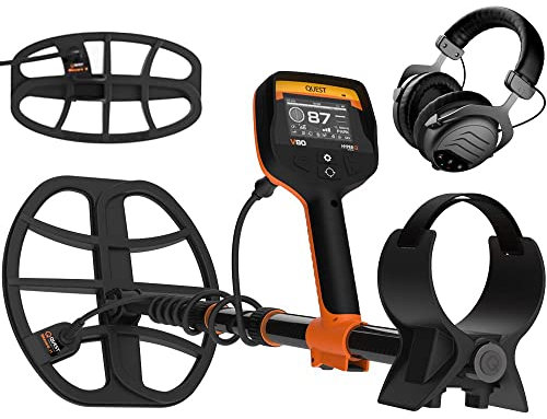 Quest V80 Double Blizzard Metalldetektor, Profi Detektor mit Funkkopfhörer, Metallsuchgerät Set, Wasserdicht, Multifrequenz