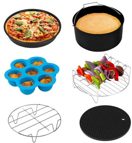 6 Pezzi Accessori per Friggitrice ad Aria Calda,Accessori Friggitrice ad Aria 5,5L,9 Inch Accessori per Friggitrice ad Aria,Adatta a tutte le Friggitrice ad Aria standard 5.5L