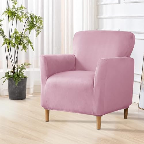 SHANNA Bankett Samt Sesselbezug: Moderne Luxus 1Stück Stuhlhussen Stretch Super Weicher Haustierfreundlicher Einzelsofabezüge, für Wohnzimmer Schlafzimmer (Rosa)