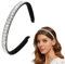 Teaaha Elastisches Strass Haarband Damen & Teenager Glitzer Kristall Haarreif Mädchen Doppel Kristall Seite Haarbänder Bling Haarschmuck Rutschfeste Stirnbänder Elastisch Haarbänder für Damen (Silber)