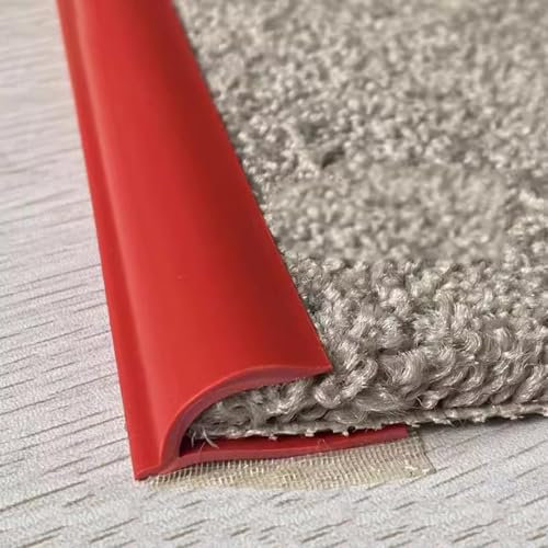 ZIMGOD Door Threshold Strip Plastic Flexible Transition Bar for Carpet Seam Trim, Doorway Threshold Edge Strip with Adhesive, Threshold Gap for Vinyl to Laminate Floor(Red,10m (32.8ft))