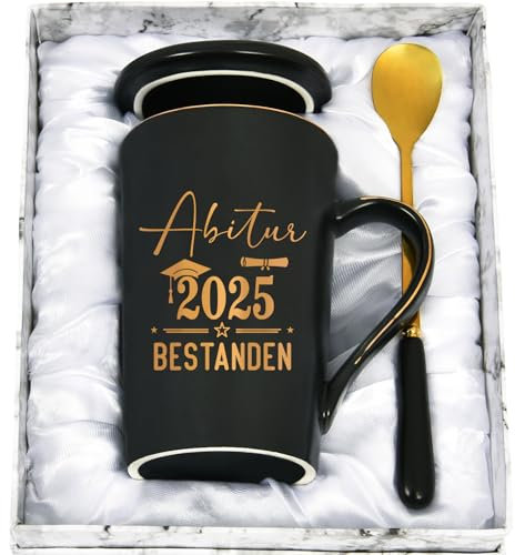 CHUIN DRUCK Tazza regalo di laurea divertente regalo di laurea 2025 regalo per l'esame superato tazza da caffè regalo di laurea per laurea, 400 ml, nero