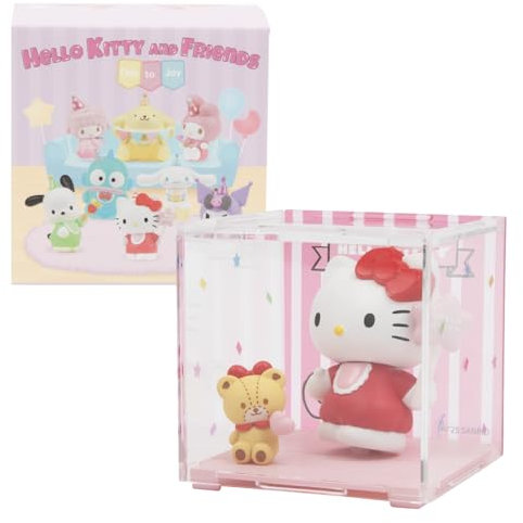 Hello Kitty Mini Figures Mini Box Ode To Joy Series, 8 Characters plus 1 Secret Style, Surprise Collectible Sanrio Figure with Party Accessory, Base and Stackable Display Box, Blind Box Toy