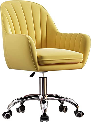 Moderner Drehstuhl aus Samt für Zuhause, Büro, Arbeitszimmer, Wohnzimmer, Gelb