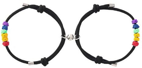 AFCJLTO 2 pcs Bracelets Aimantés pour Couple - Porte-bonheur Amoureux - Bracelet porte-bonheur pour adolescents, Bracelets d'amitié tressés, Couple Bracelets Soeur Bracelets Famille Bracelets Cadeau
