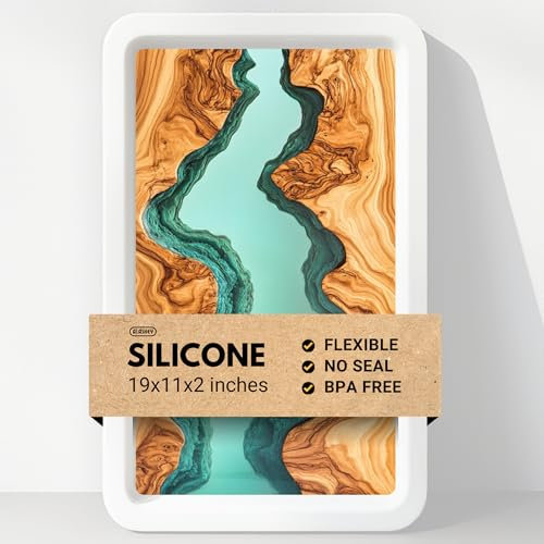 Alaskey Große, rechteckige Silikonform aus Kunstharz, 48,3 x 27,9 cm, langlebig, wiederverwendbar, keine Versiegelung erforderlich, große Epoxidharz-Form für Flusstisch, Couchtisch, Schneidebrett