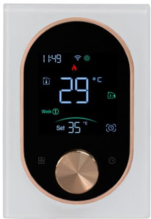 Denash Smart Thermostat, Programmable Temperature Controller with Touch Screen, Flush Mounting Digital Thermostat for Electric Heating (White)