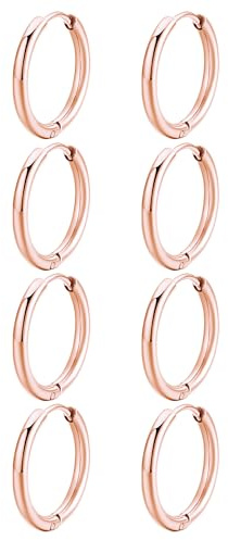 JUZICHEN 3-7 Paires Boucles d'oreilles Créoles Pour Femme, Creoles Or Argent Femme Homme, Hypoallergénique Boucles d'oreilles Mini Creole Acier Inoxydable