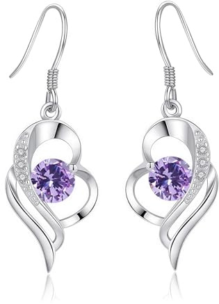 Kamise Schmuck Set Silber, 925 Sterling Silber Kette & Hängend Ohrringe | Herz, Zirkonia, Hypoallergen, Schlafen, Geburtstag Valentinstag, für Frauen Freundin, Schmuck, Geschenk, Romantic, 45cm