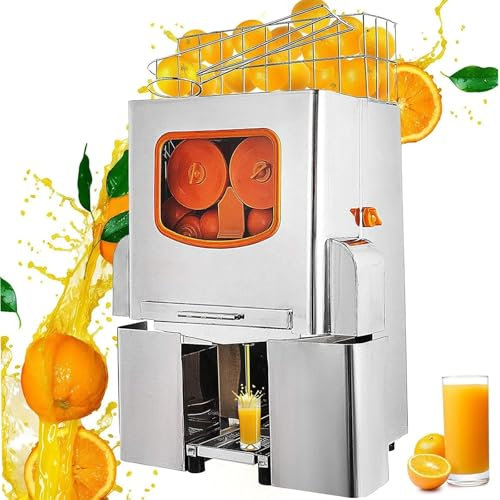 Commercial Automatic Orange Juicer, 120W Slow Extractor with Safety Design, Auto Peel for Efficient Squeezing of Citrus Fruits