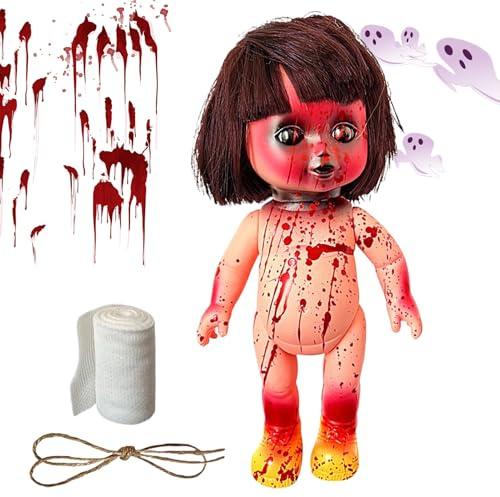 JIEBWCHA Horror Dolls | Scary Halloween Decorations for Christmas Tree | Indoor Home Decorations Party Outdoor Garden Haunted House