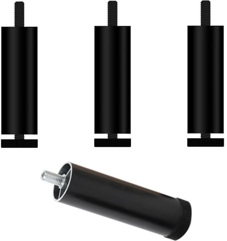 Pattes pour Meuble Noir, Lot de 4 Pieds de Table Rond Pattes pour Canapé Réglable Pied de Chaise Aluminum Alloy | Anodisé Pieds Armoire Hauteur: 6-40cm Cabinet Meuble Bas Bureau De Gaming 15cm/6