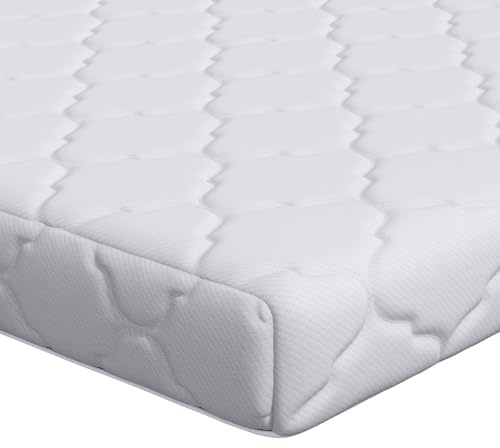 vidaXL Matratze mit Kokosnusschicht Weiß 200 x 90 cm PU-Schaum, Stylische, mittelfeste Matratze mit Kokosnusschicht - Bequeme Schaumstoffbettwäsche für tollen Schlaf