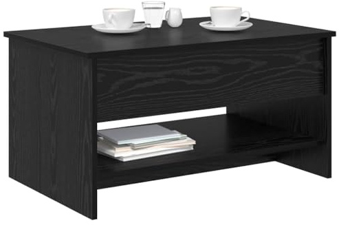 vidaXL Coffee Table Black Oak 80 x 50.5 x 41.5 cm Engineered Wood, Living Room, Modern Coffee Table, Durable Accent, Indoor Furniture, Minimalist Centerpiece for Beverages Decor