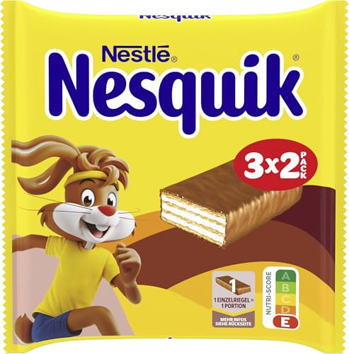 Nestlé NESQUIK Knusperwaffel, Leckerer Riegel aus Waffel mit Milchschokolade, Multipack, 1er Pack (à 3 x 26g)