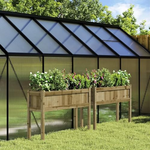 Lot de 2 pots de fleurs avec pieds en bois de pin imprégné, 110 x 31 x 70 cm, plate-bande surélevée pour jardin, balcon, terrasse, jardinières robustes pour l'extérieur
