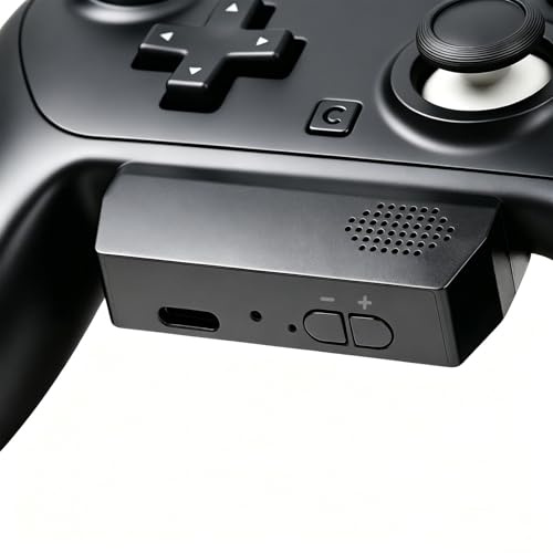 WZUICOV Mini haut-parleur compatible avec manette Nintendo Switch 2 Pro, boîte de son de jeu portable à clipser avec micro intégré, adaptateur audio Plug & Play de 3,5 mm, batterie rechargeable