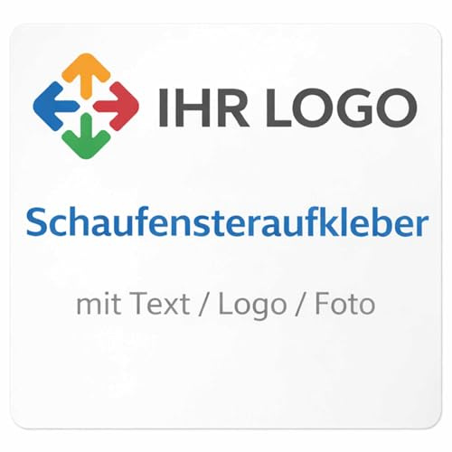 Aufkleber selbst gestalten - Schaufenster ab 20x20 cm - Fensterfolie mit Logo, Text oder Foto - Außenklebend, Digitaldruck auf weißer Folie - UV- & Wetterbeständig mit Schutzlaminat - Quadrat