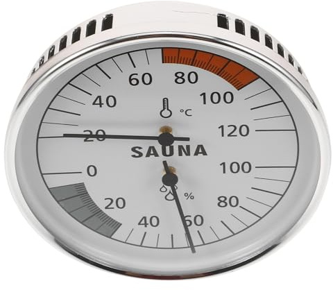 JEWEDECO Analoges Hygrometer und Sauna Raumthermometer Feuchtigkeits und Temperaturmessgerät für Innenräume mit Wandbefestigung und Temperaturüberwachung