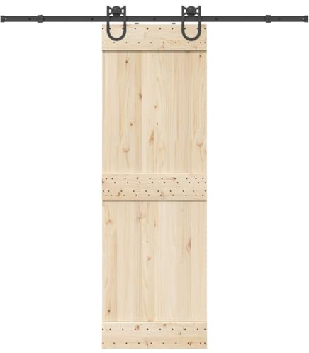 Runheo Schiebetürbeschlag-Set 200 cm pulverbeschichteter Stahl Schwarz, Türbeschlag mit Laufschiene, Türstopper, Bodenführung, geeignet für Zimmertür, Montage, Ersatzteil, Einbruchschutz