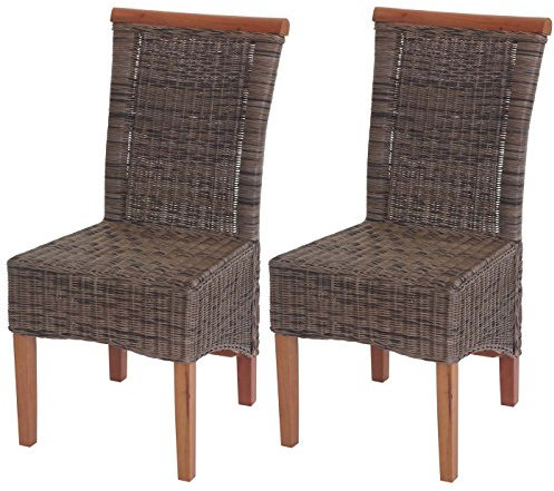 Mendler 2er-Set Esszimmerstuhl Savona, Stuhl Küchenstuhl, Rattan - ohne Sitzkissen
