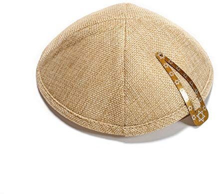 JL Kippha's EBeinante goldene Braun Beige Leinen Kippah Yarmulke jüdischen Yamaka Kippa Israel Cap Judaica mit Clip