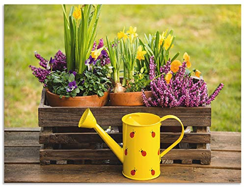 ARTland Wanddeko Wandbild Alu Verbundplatte für Innen & Outdoor Bild Garten Blumen Frühling Narzissen Stiefmütterchen Landhaus S8IP