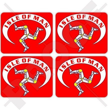 ISLE von MAN Flagge Celtic, TT-Rennen MANX 50mm Auto & Motorrad Aufkleber, x4 Vinyl Stickers