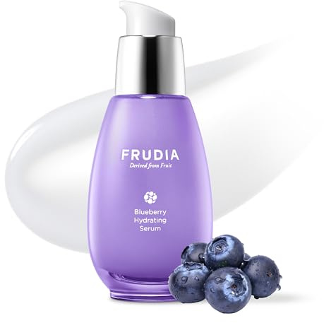 FRUDIA. Blueberry Moisturizing Hydrating Serum. Blueberry Extracts with Anthocyanin. Intense Hydration and Soothing. Provides Vitality and Skin Softness. Content 50 ml.