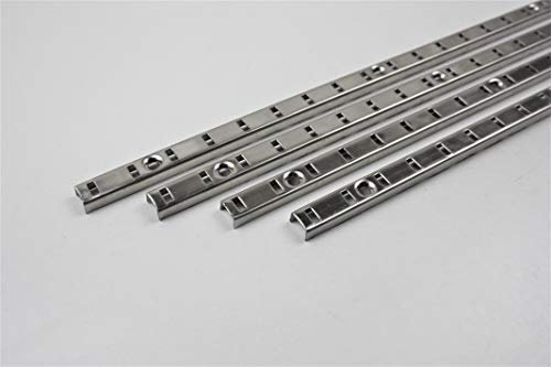 HKB ® 4 Stück Bodenträgerschiene Vari, 16mm, 1000 x 16mm, vernickelt, Fachbodenträger, Möbelbodenträger, Löffelbodenträger, ohne Schrauben, Hersteller Hettich, Artikel-Nr. 9116037-4