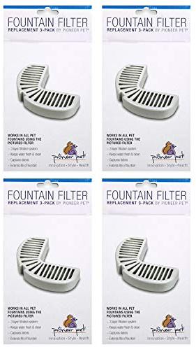Pioneer Pet Ersatzfilter für Keramik- und Edelstahlbrunnen, Regentropfenfilter (12 Filter)