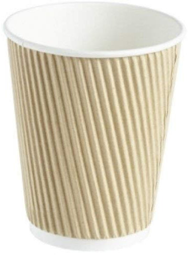 2 x 500 x Kraft 12oz Ripple 3 Ply Disposable Insulated Paper Cups for Tea Coffee Cappuccino Hot Drinks Beige