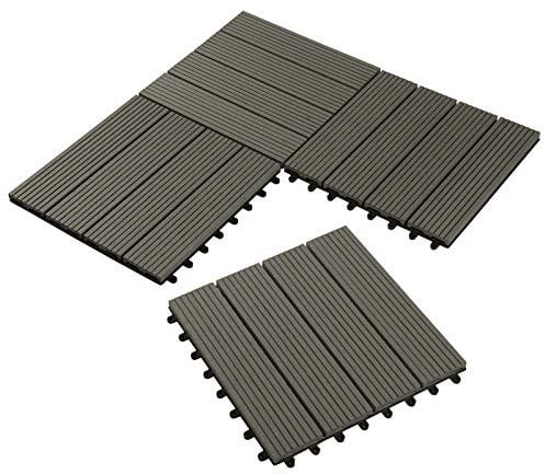 Laneetal Baldosas de Madera Exterior, Suelo WPC Terraza Balcón, Baldosas Antideslizantes, Suelo de WPC para Piscina, Patio, Jardin, 30x30 cm, Pack de 22 Piezas, Colocación Fácil, Gris