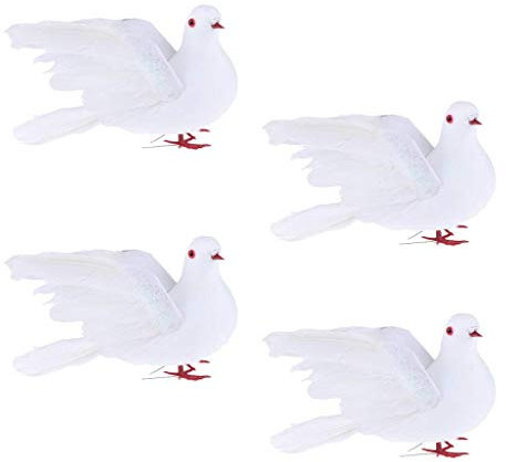 Tubayia 4pcs Realistische Taube Vogel Modell Dekofigur Skulptur Hochzeitsdekoration Wohnkultur