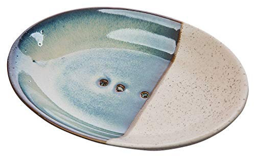 Tranquillo Seifenschale Rustic, oval aus Keramik mit Löchern für den Wasserablauf 14 x 9,5 cm