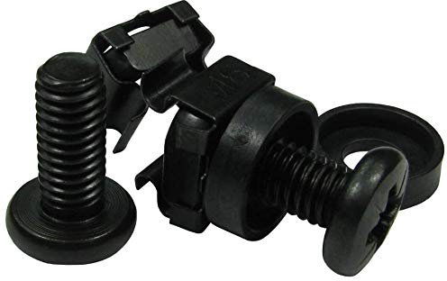Ex-Pro M6 Cage Nuts Bolts & Washers Screw Set for Network Cabinets 19 Server Rack Mount Patch Panel Casing Housing, Black - 50 Pack