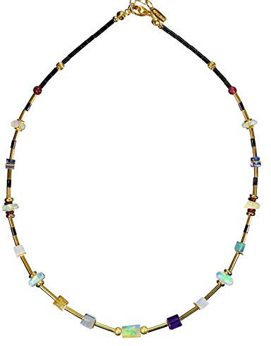 BONA ROCA Opal Edelstein Collier mit Elementen aus Wello-Opal, Chromdiopsid OK131G