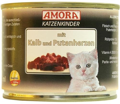 Amora Cat Fleisch pur Katzenkinder Kalb&Putenh. | 6X 200g Katzenfutter