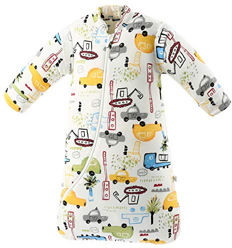 Chilsuessy Baby Schlafsack Winter, Abnehmbare Ärmel, warm gefüttert 3.5 Tog Winter Schlafsäcke Jungen Mädchen Schlafsack für Kleinkinder von 6 Monaten bis 6 Jahre, Stadt Verkehr, L/Baby Höhe 90-105cm