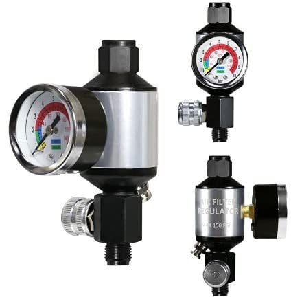 LE LEMATEC Compressed Air Filter Regulator Compressor Filter Oil Water Separator Regulator Combo with Gauge. AI303-R1