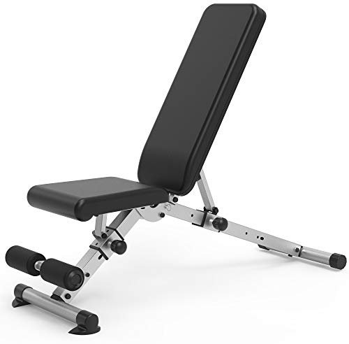 leikefitness Verstellbare Hantelbank, faltbare Trainingsbank mit automatischer Verriegelung für aufrechte Neigung und flache Ganzkörperübung (GM5809) (schwarz)