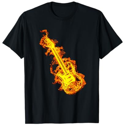 E-Gitarre In Flammen Geschenk Rock Gitarren Liebhaber T-Shirt