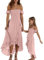 Loalirando Madre e Figlia Abiti Lunghi Eleganti Abiti Famiglia Estivi Senza Spalline Vestito Principessa Bambina/Vestiti Donna Eleganti (Rosa, 8 Anni)
