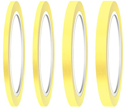 AIEX 4 Rollen Fine Line Tape, 3/6/12,6mm Masking Tape Kreppband Malerband Konturenband Abklebeband Maler Farbiges Klebeband für Auto Heimwerken Basteln & Kunst Dekoration Schule Büro (Gelb)