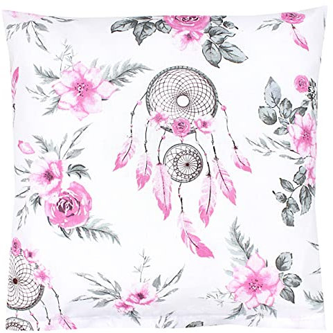TupTam Kinder Kissenhülle Kissenbezug Dekorativ Gemustert Kinderzimmer, Farbe: Traumfänger Rosa, Größe: 50 x 50 cm
