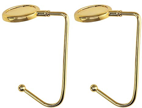 kwmobile 2x Gancio Borsa da Tavolo - Appendi Borsa in Alluminio Antiscivolo Antigraffio - Set Appendiborsa per Tavoli e Scrivanie max. 3kg - oro
