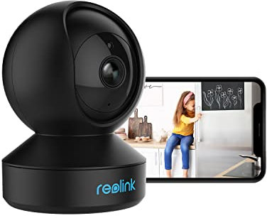 Reolink WLAN Überwachungskamera Innen, 2K 3MP Hund Haustier Kamera Babyphone, 355° Schwenk&50°Neigung, IR-Nachtsicht, 2-Wege-Audio, Baby Monitor mit Personen-/Haustiererkennung, E1 Schwarz