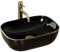 Rea Aufsatzwaschbecken Belinda Black Gold, Waschtisch Handwaschbecken Waschschale Waschbecken für Badezimmer aus hochwertiger Keramik, 465 x 330 x 135 mm (Schwarz/Gold)